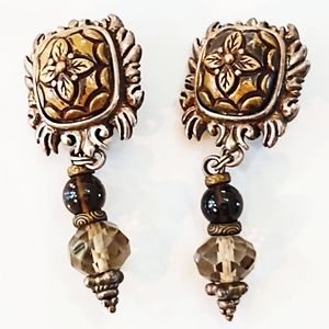 Stephen Dweck Vintage Sterling Silver & Smokey Quartz Earrings